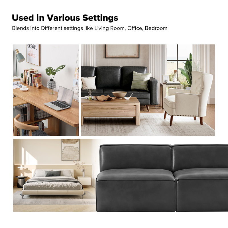 Wade Logan® Avreen Henriqueta Genuine Leather Armless Modular Sofa